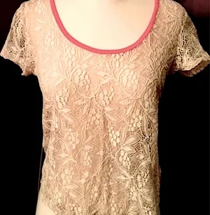 Monteau Los Angeles for Urban Outfitters Cream Lace Top thumbnail 1