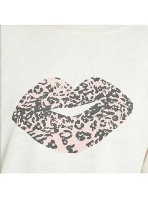 WILDFOX Leopard print kiss lips oversized statement sweatshirt size XL thumbnail 5