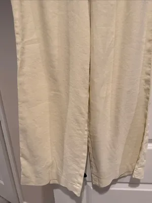 Zara Light Cream Wide-Leg High-Rise Trousers thumbnail 3