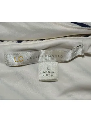 Lauren Conrad Sun Dress Navy Nautical Cross Back Size L Fit & Flare Preppy Lined thumbnail 9