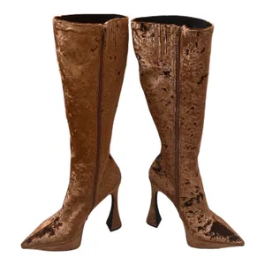 JEFFREY CAMPBELL Shego crushed velvet platform knee high boots NEW size 7.5 thumbnail 1