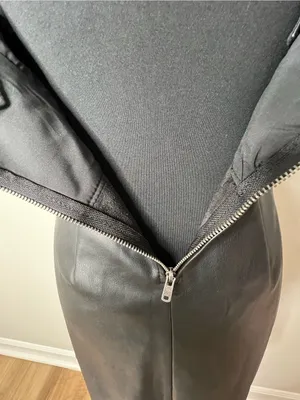Abercrombie & Fitch Black Faux Leather Mini Dress Adjustable Goth Pinafore thumbnail 6