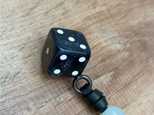 Coach Heritage Black Leather Loop Charm Keychain with Beads, Rexy Dinosaur, Dice thumbnail 7