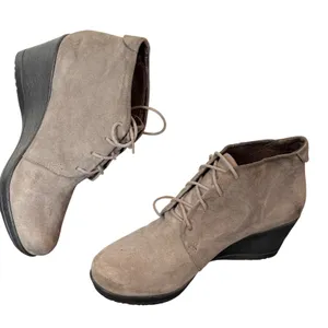 Dansko Suede Leather Lace‎ Up Wedge Ankle Boots Gray Women 41 US 10.5 11 thumbnail 1