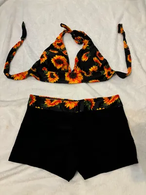 Two piece swimsuit set size XL Black thumbnail 1