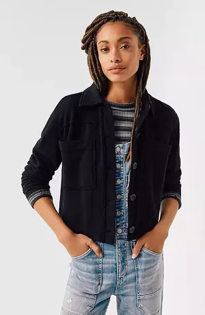 T.La Anthropologie Cropped Terry Shirt‎ Jacket thumbnail 1