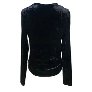 Free People 32R‎ Black Crushed Velvet Cowl Neck Long Sleeve Top OB1215106 Small thumbnail 4