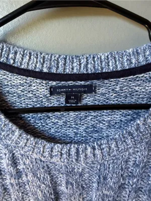 Tommy Hilfiger Blue Cable Knit Marled Sweater Size M thumbnail 4