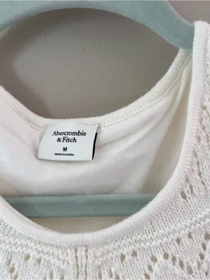 Abercrombie & Fitch White Crochet Knit High Neck Tank Top NWT Medium thumbnail 3