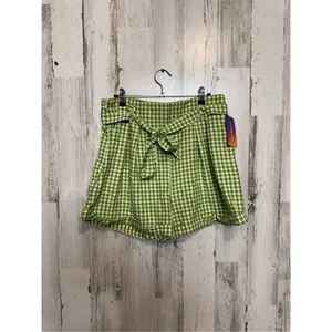 Green Gingham High Waist Tie Front Shorts Size XL thumbnail 2