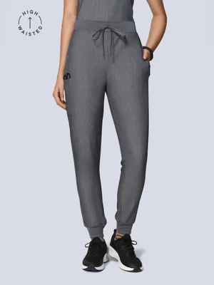 Mandala Scrub Set Charcoal Grey V Neck Top High Waisted Joggers Size Medium thumbnail 3