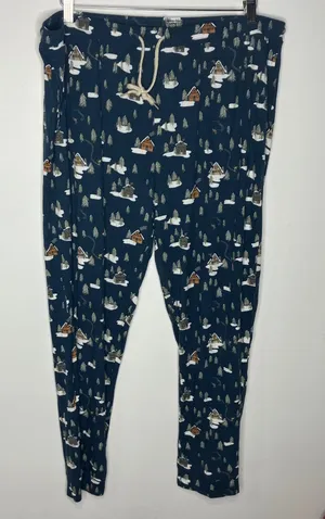 Brave‎ little ones bamboo pajama pants navy blue winter scene women's size XXL thumbnail 1