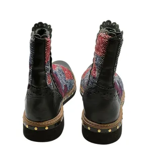 Free People Brayden Western Booties Black Kilim Woven Studded Leather 37 Womens thumbnail 12
