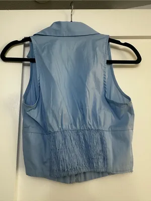 Light Blue Sleeveless Collared Top - Stradivarius thumbnail 3