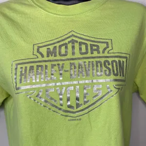 Harley Davidson Y2K Neon Lime Green Alabama Graphic Tee Shirt Size Small thumbnail 2