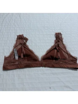 Victoria's Secret Unlined Eyelash Lace Triangle Bralette Sz M Medium Rust thumbnail 3