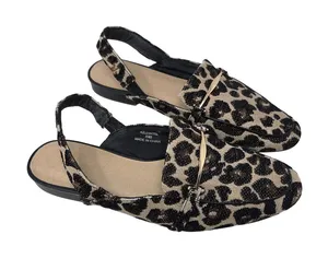 Chic Topshop Leopard Print Slingback Almond Toe Gold Horsebit - US 7 thumbnail 1