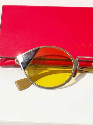 Fendi Ff0342/S‎ B1zho Silver Grey Beige Yellow Cat Eye Sunglasses thumbnail 2