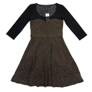 Material Girl‎ Metallic Gold Mesh Neckline Dress thumbnail 1