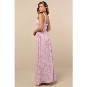 Lulus Dress Women’s SZ Large NWT Love and Beyond Mauve Pink Burnout Floral Maxi thumbnail 2