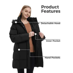 NWT ~ Women's Longer Black Quilted Coat Winter Puffer Jacket & Hood ~ SMALL thumbnail 6