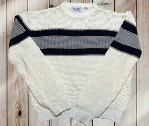 Vintage Striped White And Blue Women’s Sweater by‎ Repage Large thumbnail 1