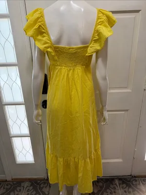 Farm Rio x Anthropologie Yellow Cotton Keyhole Midi Dress Size Small $198 thumbnail 10