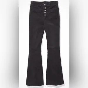 American Eagle Stretch Corduroy Super High-Waisted Flare Pant in Night Time Navy thumbnail 4