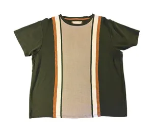 Denim & Flower Ricky Singh Color Block T-Shirt Black Brown Cream USA L thumbnail 1