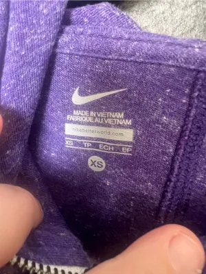 Nike Womans‎ XS LSU Purple Zip-Up Hoodie with Tiger Logo lightweight thumbnail 2