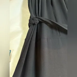NWT Old Navy Women's Jumpsuit Size Lg Black Solid Short Sleeve Tie Wide Leg Crop thumbnail 3