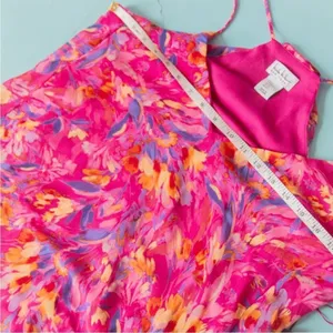 NEW Nicole Miller NY Hot Pink Floral Print Sleeveless Maxi Shift Dress Size XL thumbnail 7