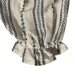 Nina Kaufman Top Womens M Long Sleeve Blouse Floral Embroidered Linen Vintage thumbnail 5