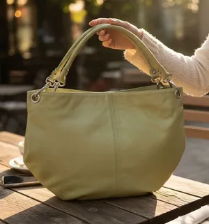 Maurizio Taiuti Green Leather Hobo‎ Bag Made in Italy Chartreuse Large Shoulder thumbnail 1