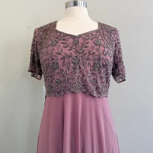 Pisarro Nights Gown Maxi Dress Mauve Pink Womens 8 Beaded Mother of Bride‎ Gala thumbnail 4