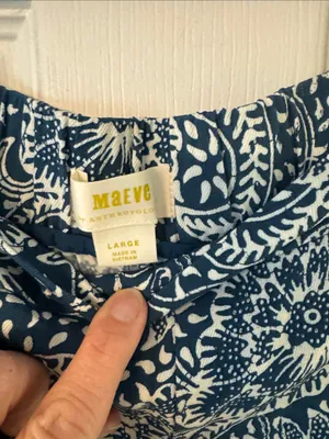 Maeve Navy and White Paisley Wide-Leg Pants thumbnail 3