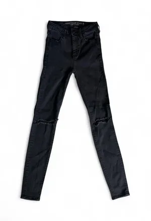 American Eagle Black Ripped Jegging 0L Super Stretch X  thumbnail 1