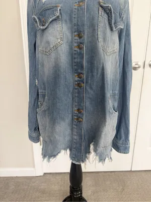 Free People Moonchild Shirt Jacket in Indigo Blue size Small thumbnail 4