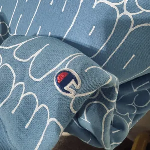 Champion Reverse Weave Sweatshirt Womens XS Light Blue Logo Spellout AOP thumbnail 3