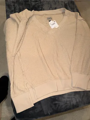 American Eagle Big Hug V-Neck Waffle Sweatshirt Size Large New with tag thumbnail 7