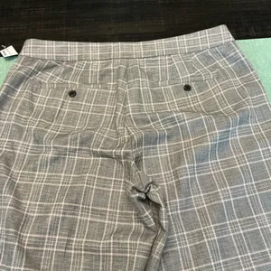 LOFT Curvy Plaid Wide Leg Pants Gray Pink Size 14 thumbnail 11