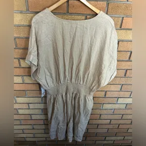 NWT Dex Tan Linen Blend Dolman Sleeve V Neck Midi Dress Size 1X thumbnail 2
