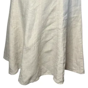 Vintage Charter Club Oatmeal Beige 100% Linen Paneled A Line Midi Skirt Coastal thumbnail 4