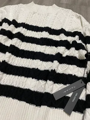 Tahari Black And White Stripes Sweater. thumbnail 4