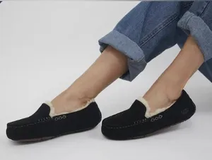 UGG Ansley Black Suede Sheepskin Warm Moccasins Slippers Shoes Size US 8 Women thumbnail 1
