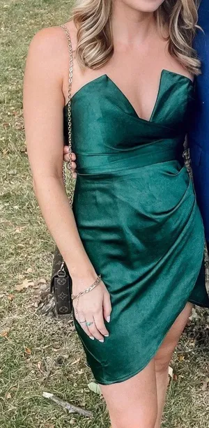 Hello Molly green Satin Mini Dress thumbnail 1