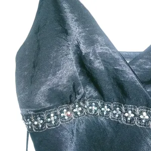 Anxiety L Goth Black Jeweled Tieback Formal Top thumbnail 2