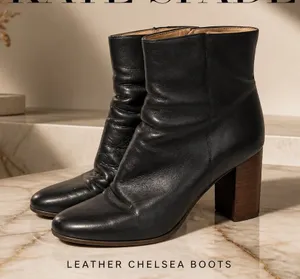 Kate Spade Black Leather Chelsea heeled Ankle Boots size 9 thumbnail 1