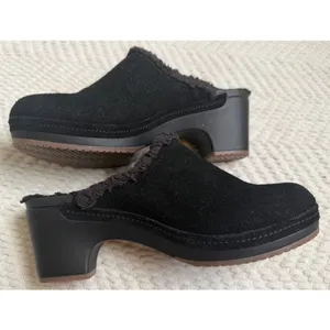 Crocs‎ Women's Black Cobbler Suede Faux Fur Lined Slip On Mule Clogs Shoes Sz 7 thumbnail 6