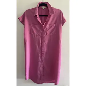 Wonderly Women's Short Cap Sleeve Shirtdress Hamilton Pink Button Down S thumbnail 9